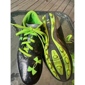 Under Armour Soccer Cleats‎ Molded Studs Turf Shoes Black Green Kids Unisex 3.5Y
